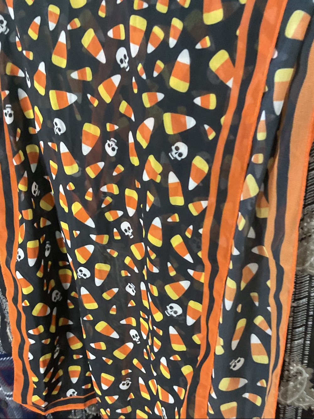 Kids Halloween Candy Corn Costume Cape - Black and Orange